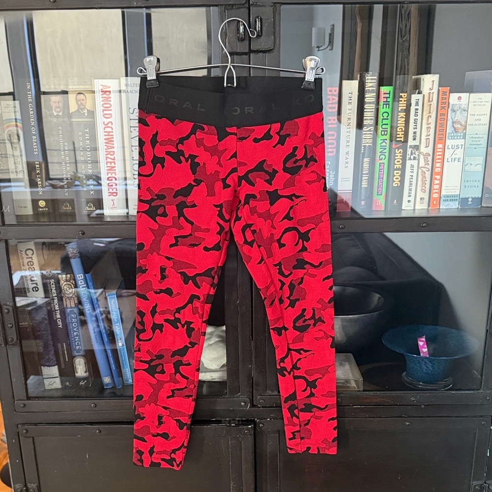 Koral Red and Black Camo Cropped Leggings